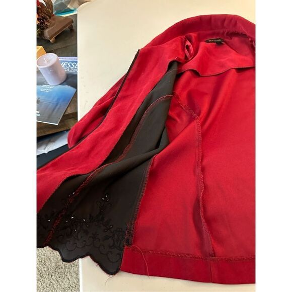 Studio I Women's Burgundy Red Zip-Up Collared Long-Sleeve Jacket Size Large - Picture 8 of 12